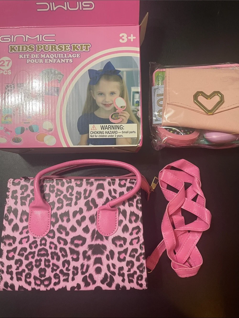 Pink Leopard Kids Purse 👛 w strap and accessories see box for full list NWT